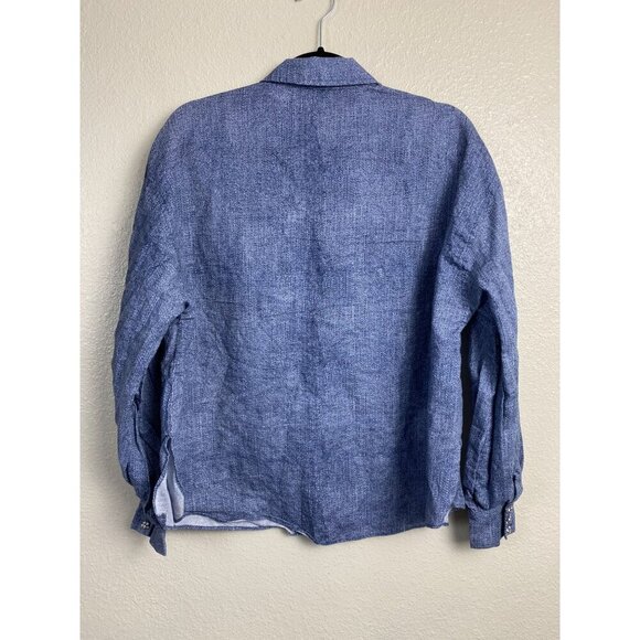 Cami NYC Linen Blend Chambray Women's Collared Long Sleeve Shirt Blue Size Large - Picture 2 of 15